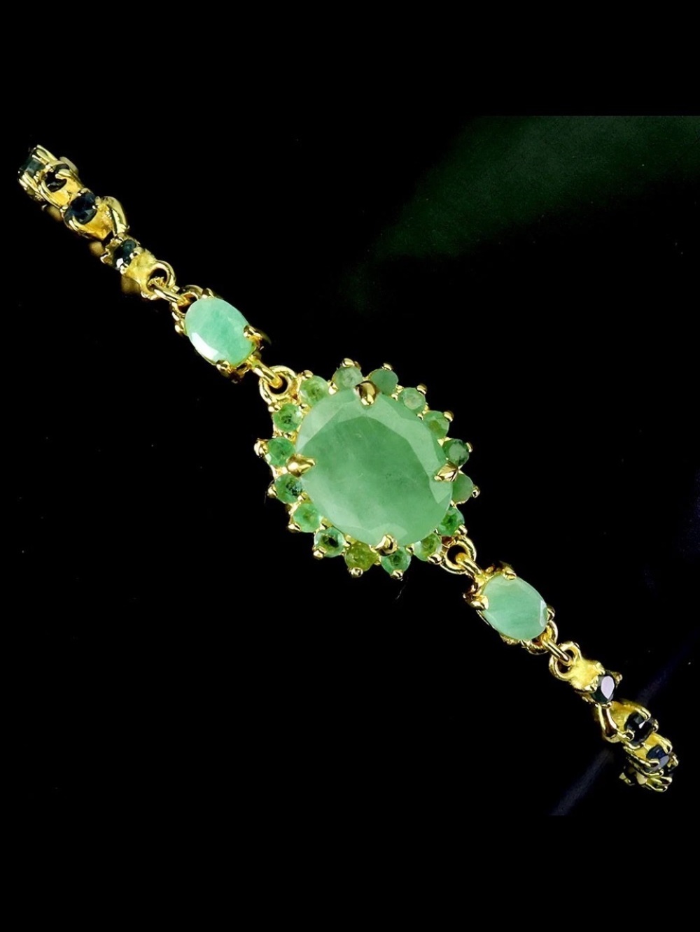 Rare,  Large,  Genuine Emerald & Sapphire Bracelet
See video
